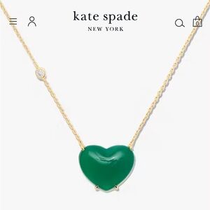 NEW kate spade Green and Gold Heart Necklace